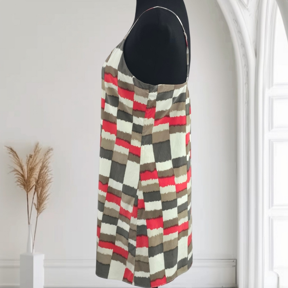 Alice & Olivia Geometric Check Silk Mini Dress, Size Small - Picture 3 of 6